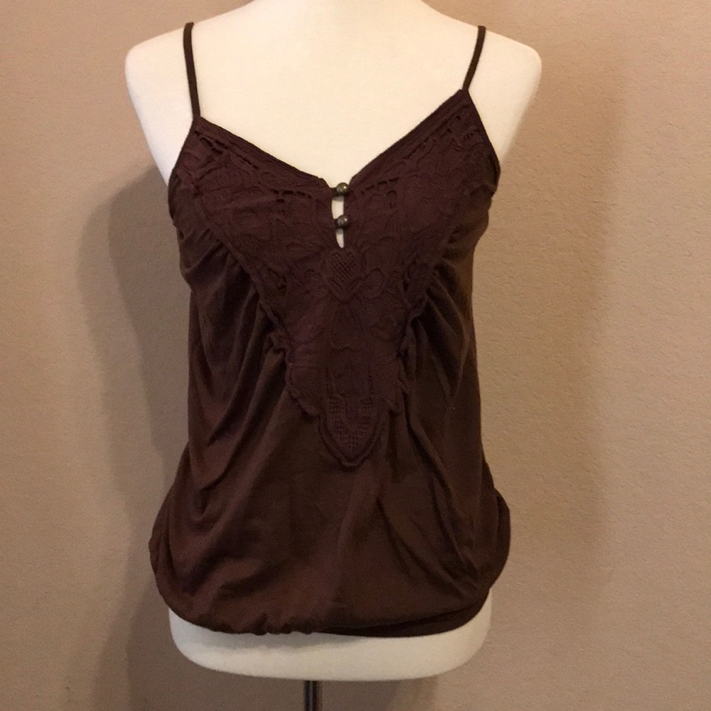 Brown Tribe spaghetti string top